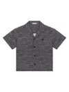 DOLCE & GABBANA GREY BOWLING SHIRT WITH ALL-OVER LOGO PRINT