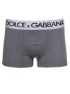 DOLCE & GABBANA GREY BOXER BRIEFS WITH BRANDED WAISTBAND IN STRETCH COTTON MAN