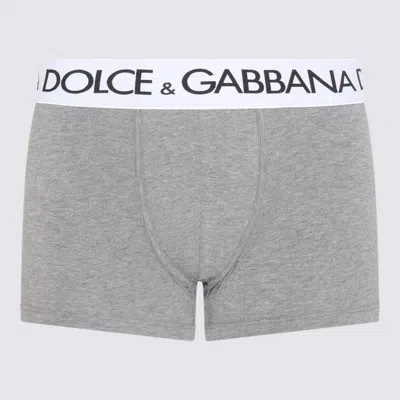 Dolce & Gabbana Grey Cotton Blend Boxers In Melange Grigio