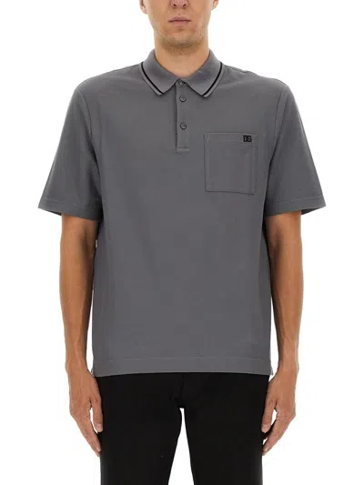 Dolce & Gabbana Grey Cotton Polo Shirts In Gray