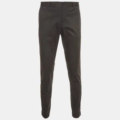 Pre-owned Dolce & Gabbana Grey Cotton Regular Fit Trousers L