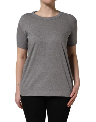 Dolce & Gabbana Grey Cotton Short Sleeves Crew Neck T-shirt In Gray