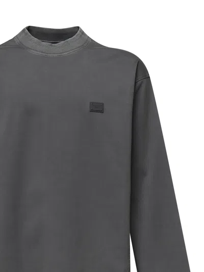 Dolce & Gabbana Grey Cotton Sweatshirt Ribbed Collar