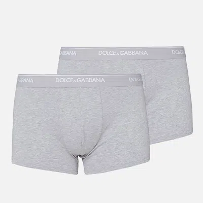 Dolce & Gabbana Grey Cotton Two-pack Boxers In Gray