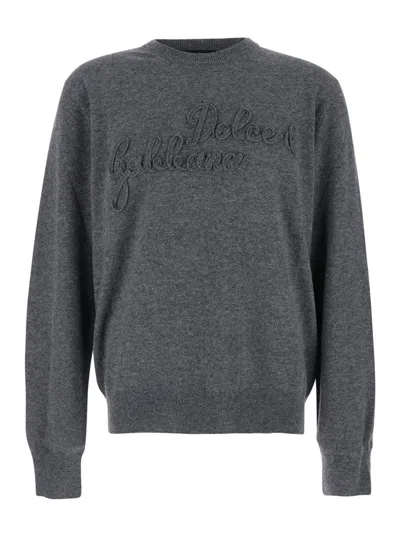 DOLCE & GABBANA GREY CREWNECK LOGO SWEATER