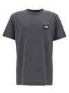 Dolce & Gabbana Grey Crewneck T-shirt With Logo Plaque