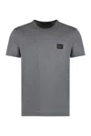 Dolce & Gabbana Grey Crewneck T-shirt With Logo Plaque