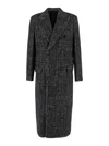 Dolce & Gabbana Double-breasted Long Coat Side Pockets In Gray