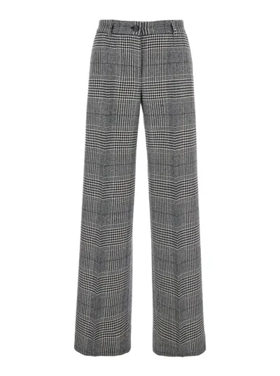 Dolce & Gabbana Grey Flared Pants With High Waist In Wool And Cashmere Woman In Multicolor