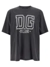 Dolce & Gabbana Grey Flocked Print T-shirt In Blue