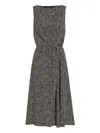 Dolce & Gabbana Heavy Crepe Dress With Chevron Print Dresses Grey In Gray