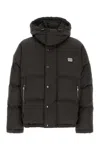 Dolce & Gabbana Grey Hooded Puffer Jacket In Black