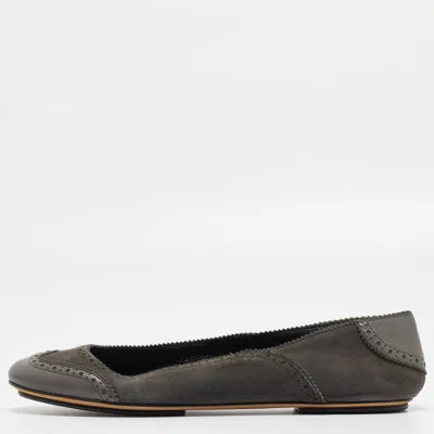 Pre-owned Dolce & Gabbana Grey Leather And Suede Ballet Flats Size 40
