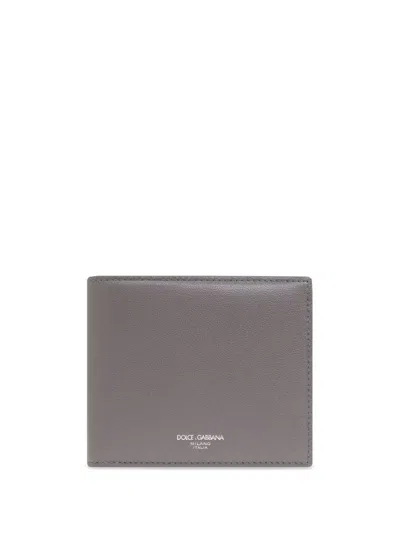 Dolce & Gabbana Grey Leather Bi-fold Wallet