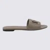 Dolce & Gabbana Grey Leather Flat In Gray