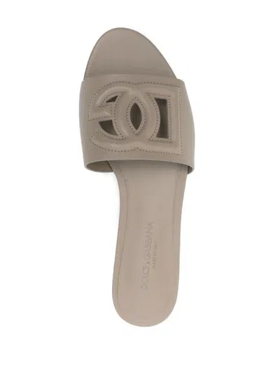 DOLCE & GABBANA DOLCE & GABBANA GREY LEATHER FLAT