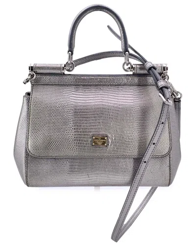Dolce & Gabbana Grey Leather Handbag Sicily (authentic Pre-loved)