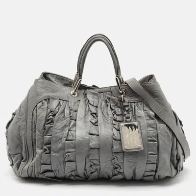 Pre-owned Dolce & Gabbana Grey Leather Miss Brooke Satchel