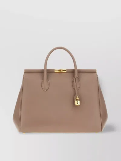 Dolce & Gabbana Grey Leather Shoulder Bag In Neutral