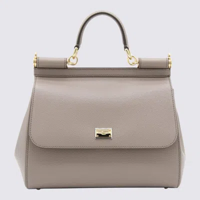 Dolce & Gabbana Grey Leather Sicily Big Top Handle Bag In Gray