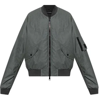 Dolce & Gabbana Grey Linen Blend Coats In Green