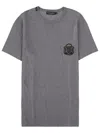 Dolce & Gabbana Crewneck T-shirt With Logo-patch In Gray