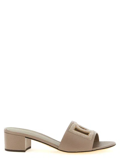 Dolce & Gabbana Grey Logo Heels In Brown