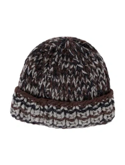 Pre-owned Dolce & Gabbana Grey Pattern Beanie Hat In Gray