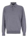 Dolce & Gabbana Grey Polo Shirt With Classic Collar And Tonal Logo Embroidery On The Front In Wool Man In Gray