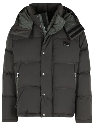 DOLCE & GABBANA DOLCE & GABBANA GREY POLYAMIDE DOWN JACKET MEN