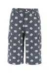 Dolce & Gabbana Printed Denim Stretch Bermuda Shorts In Grey