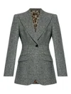 Dolce & Gabbana Tweed Jacket With Flap Pockets And Peak Lapels In Gray