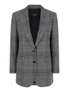 Dolce & Gabbana Grey Single-breasted Jacket With Peak Revers In Wool And Cashmere Woman