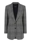 Dolce & Gabbana Grey Single-breasted Jacket With Peak Revers In Wool And Cashmere Woman In Grey