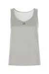 Dolce & Gabbana Stretch Satin Tank Top With Metal Embellishment In Lightgrey