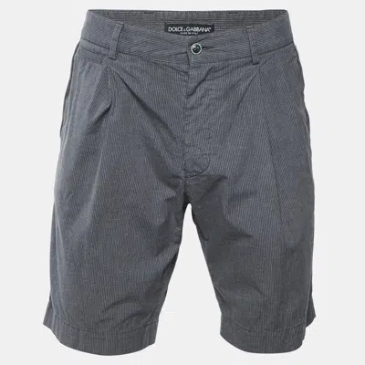 Pre-owned Dolce & Gabbana Grey Striped Cotton Shorts S In Gray