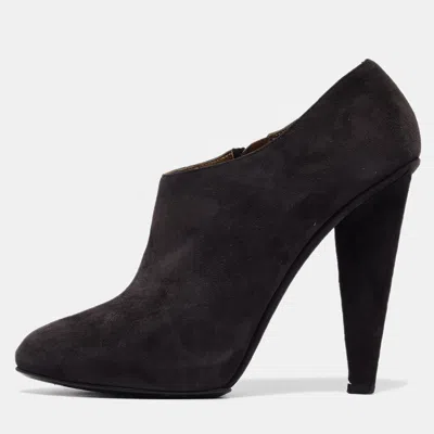 Pre-owned Dolce & Gabbana Grey Suede Ankle Length Boots Size 40