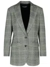Dolce & Gabbana Grey Single-breasted Jacket With Peak Revers In Wool And Cashmere Woman In Grey