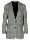 Dolce & Gabbana Grey Single-breasted Jacket With Peak Revers In Wool And Cashmere Woman