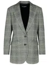 Dolce & Gabbana Grey Single-breasted Jacket With Peak Revers In Wool And Cashmere Woman In Grey
