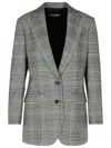 Dolce & Gabbana Grey Single-breasted Jacket With Peak Revers In Wool And Cashmere Woman
