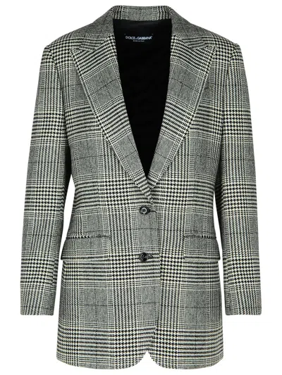 Dolce & Gabbana Grey Single-breasted Jacket With Peak Revers In Wool And Cashmere Woman