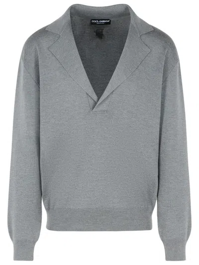 DOLCE & GABBANA DOLCE & GABBANA GREY VIRGIN WOOL SWEATER