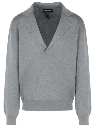 DOLCE & GABBANA DOLCE & GABBANA GREY VIRGIN WOOL SWEATER MEN