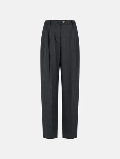 Dolce & Gabbana Grey Virgin Wool Trousers In Black