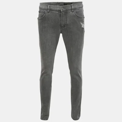 Pre-owned Dolce & Gabbana Grey Washed Denim Slim Fit Jeans M In Gray