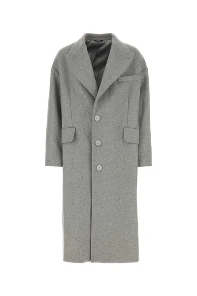 Dolce & Gabbana Wool Blend Coat Back Vent In Gray