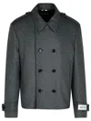 Dolce & Gabbana Double-breasted Wool Coat With Epaulets And Modern Cut In Gray