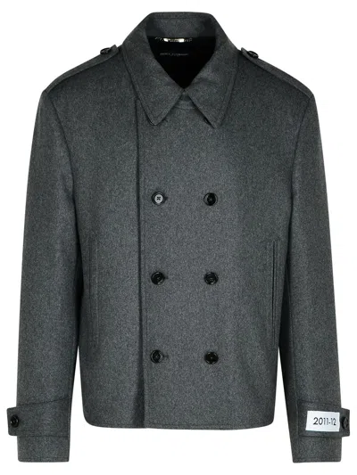 DOLCE & GABBANA DOLCE & GABBANA GREY WOOL BLEND JACKET MEN