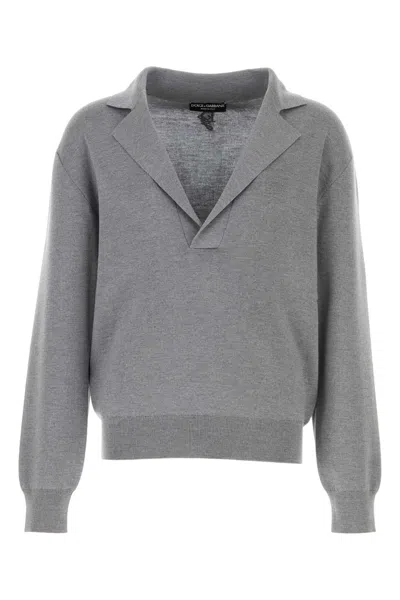 DOLCE & GABBANA DOLCE & GABBANA GREY WOOL BLEND SWEATER